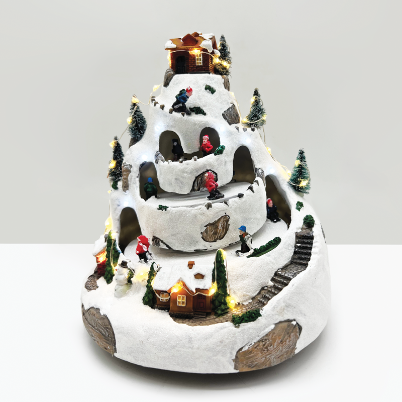 ACA LIGHTING CHRISTMAS X0331 LED DECOR WW-PURPLE VILLAGE+SKI+MUSIC 4.5V (ADAPT) 21Χ21Χ25CM