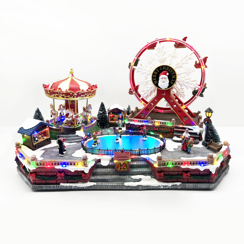 ACA LIGHTING CHRISTMAS X0332 LED DECOR MULTICOLOR VILLAGE+ROTATING+SKI+MUSIC 4.5V (ADAPT) 49Χ30Χ32,5CM