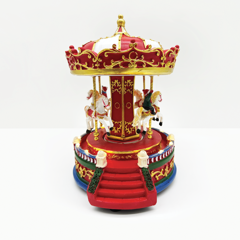 ACA LIGHTING CHRISTMAS X0335 LED DECOR MULTICOLOR VILLAGE ROTATING CAROUSEL+MUSIC 3AA BAT 15Χ16,5Χ21,5CM