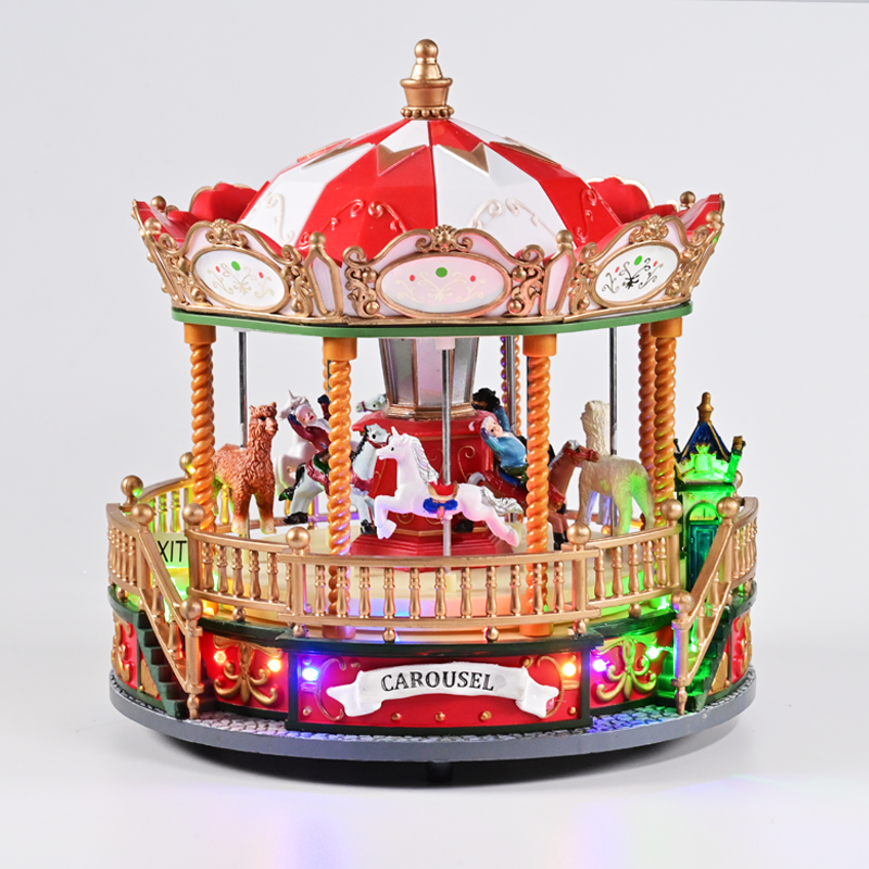 ACA LIGHTING CHRISTMAS X0337 LED DECOR MULTICOLOR VILLAGE ROTATING CAROUSEL+MUSIC 4.5V (ADAPT.) 22,5Χ22,5Χ23,5CM