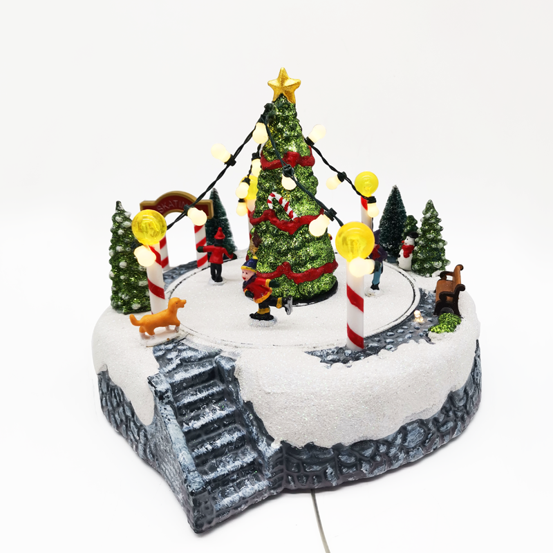 ACA LIGHTING CHRISTMAS X0339 LED DECOR MULTICOLOR VILLAGE SKATE+MUSIC 3AA BAT 22Χ21,5Χ17CM