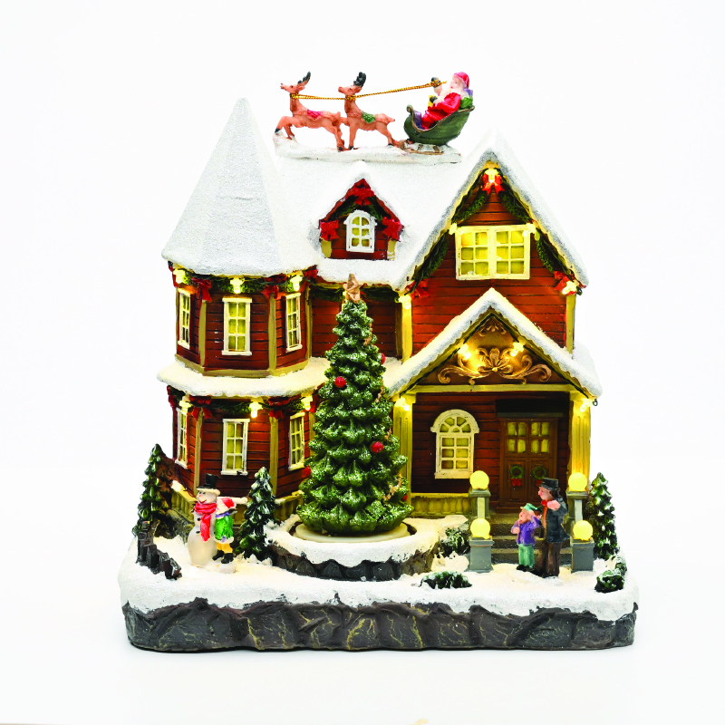 ACA LIGHTING CHRISTMAS X0355 LED WW HOUSE SLEIGH TREE MOVEM.MUSIC ADAPT:4.5V BATT:3XAA (NOT INCL) 26,5*19*28,5cm