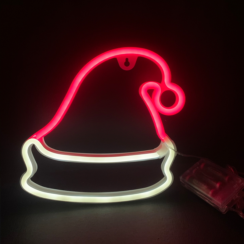 ACA LIGHTING CHRISTMAS X04004321 HAT, 114 NEON LED LIGHTS WITH BATTERY (3xAA)/USB, RED & CW, IP20, 19x2x22cm