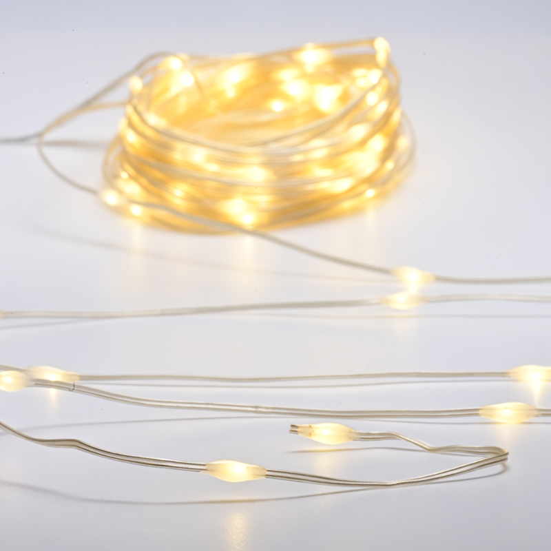 ACA LIGHTING CHRISTMAS X0410011261 SKIN LINE LAMP 100 LED STRING WW 3AA BAT 8 FUNCTIONS IP44 LENGTH 10m 0,3m TRANSPARENT CABLE