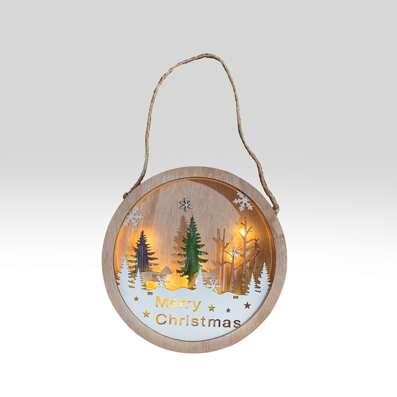 ACA LIGHTING CHRISTMAS X04101112 "WOODEN MOTIF" 7 LED LIGHTS WW BATTERIES (2ΧΑΑΑ) IP20 Φ20X2.8CM