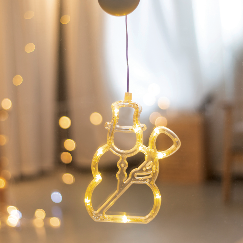 ACA LIGHTING CHRISTMAS X04151104 "WINDOW PLASTIC SNOWMAN" 10 LED LIGHTS WW BATTERIES (3ΧΑΑΑ) IP20 13X20.5CM
