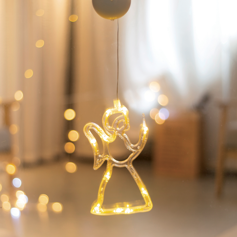 ACA LIGHTING CHRISTMAS X04151108 "WINDOW PLASTIC ANGEL" 10 LED LIGHTS WW BATTERIES (3ΧΑΑΑ) IP20 12X20.5CM