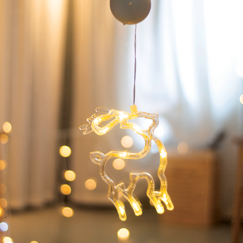 ACA LIGHTING CHRISTMAS X04151109 "WINDOW PLASTIC DEER" 10 LED LIGHTS WW BATTERIES. (3ΧΑΑΑ) IP20 13X19CM