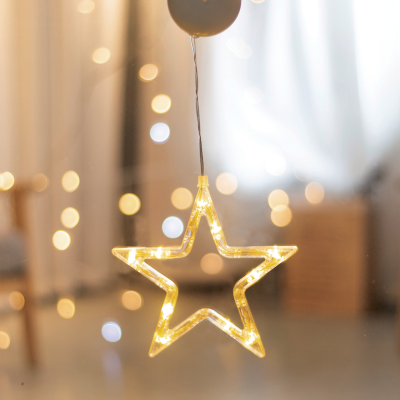 ACA LIGHTING CHRISTMAS X04151110 "WINDOW PLASTIC STAR" 10 LED LIGHTS WW BATTERIES (3ΧΑΑΑ) IP20 18X18CM