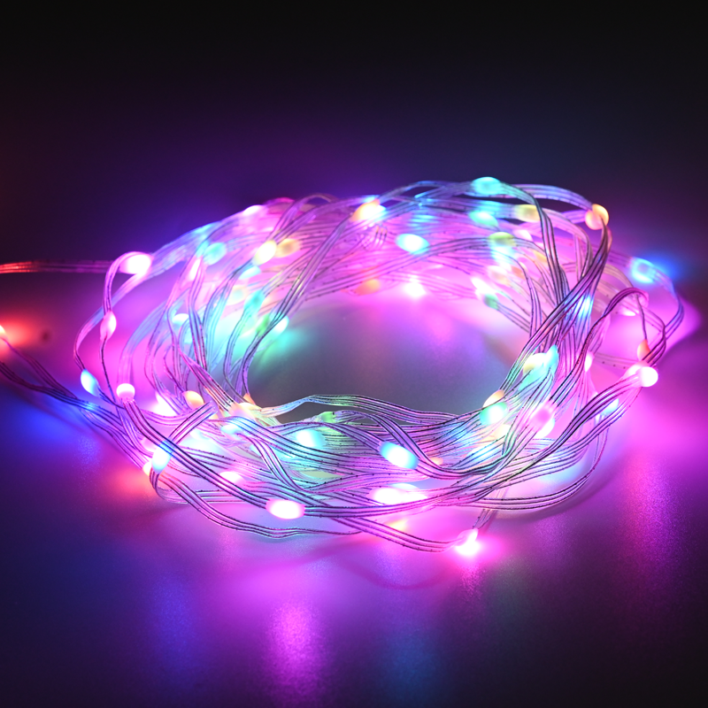 ACA LIGHTING CHRISTMAS X04200371 200RGB LED SMART STRING CONNECTABLE, 20m, USB, REMOTE&APP, IP44, 3m LEAD CABLE