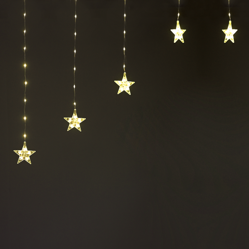 ACA LIGHTING CHRISTMAS X042221210 222WW LED CURTAIN STARS TRANSPARENT COPPER WIRE ADAPT CONN MAX 3 SETS 3m*1.2m 8 FUNCTION IP20 3m LEAD CABLE