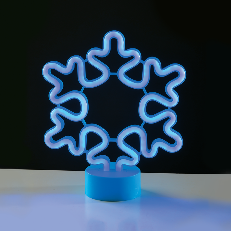 ACA LIGHTING CHRISTMAS X05006309 SNOWFLAKE, NEON LED LIGHTS WITH BATTERY (3xAA)/USB, BLUE, IP20, 21x8.5x25cm