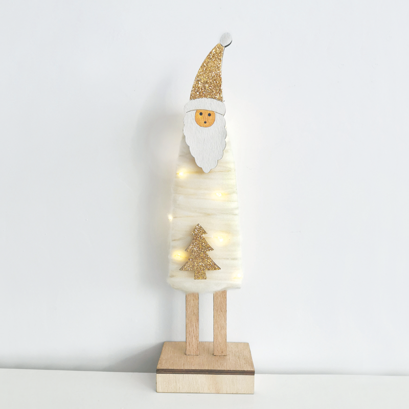 ACA LIGHTING CHRISTMAS X05121419 "WOODEN SANTA" 12 MINI LED WW LIGHTS WITH BATTERIES (2AAA) IP20 9.5X5.5X34CM