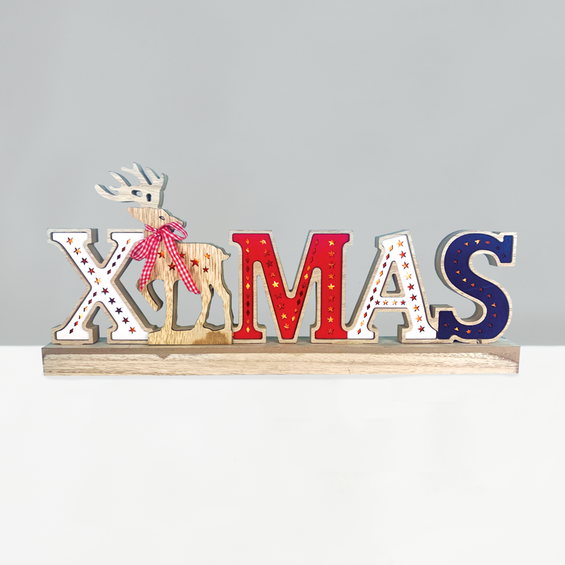 ACA LIGHTING CHRISTMAS X05261113 "WOODEN X-MAS 2" 26 MINI LED WW LIGHTS WITH BATTERIES (3AA) IP20 45X3.5X20CM