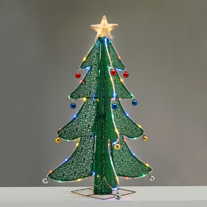 ACA LIGHTING CHRISTMAS X05481533 3D TINSEL FOLDABLE TREE WITH STAR 52 LED MULTICOLOR & WW STAR 40*40*93cm IP44 5m LEAD CABLE