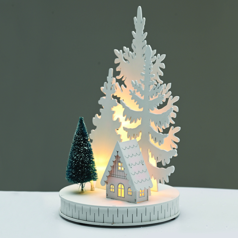 ACA LIGHTING CHRISTMAS X0551130 WOODEN HOUSE 5 LED STRING LIGHTS WW STEADY BATT (2ΧΑA) 14,8*14,8*25cm IP20