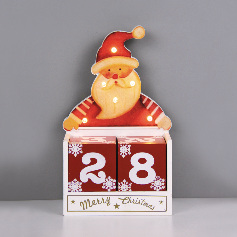 ACA LIGHTING CHRISTMAS X0561108 "WOODEN SANTA CALENDAR" 6 LED WW LIGHTS WITH BATTERIES (2AAΑ) IP20 12.5X6.7X20.5M