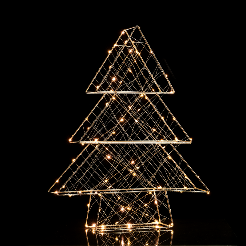 ACA LIGHTING CHRISTMAS X0610014249 "3D Copper Wire Metal Motifs" , TREE, 100 ΜINI LED LIGHTS WITH COPPER WIRE & ADAPTOR (3V DC), WARM WHITE, IP44, 47x60x11cm, 3m TRANSPARENT LEAD CABLE