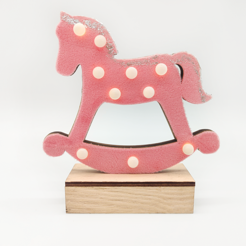 ACA LIGHTING CHRISTMAS X061011240 "WOODEN PINK HORSE", 10 MINI LED LIGHTS BATTER. (2xAA), WW,IP20, 17X4.5X16CM