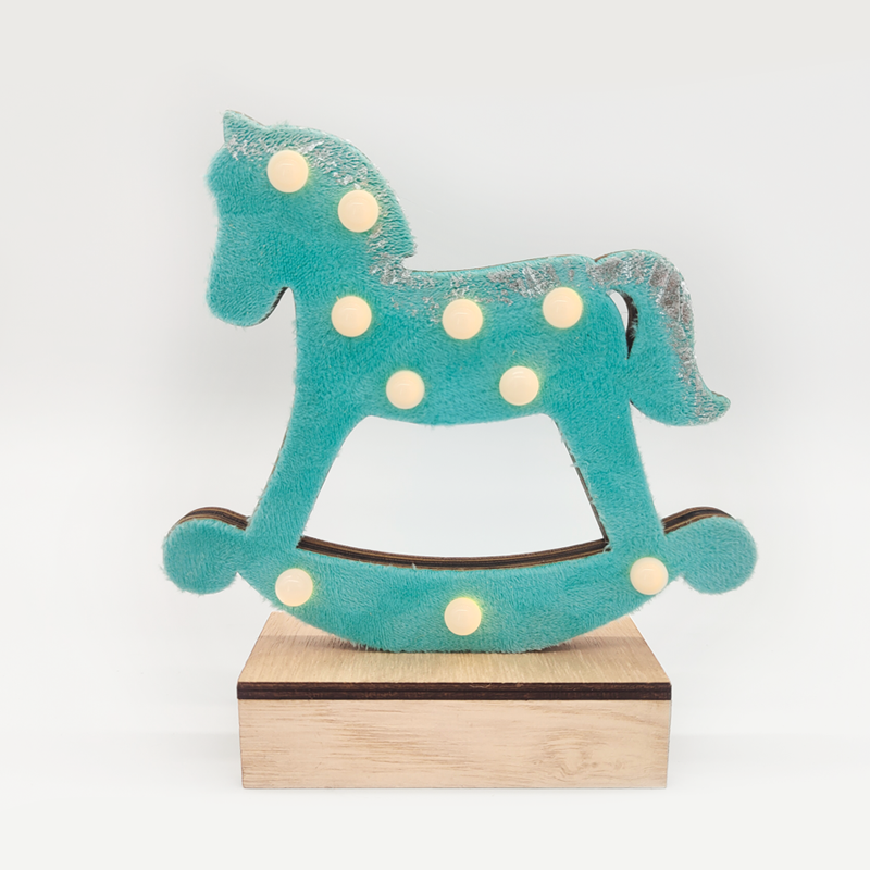 ACA LIGHTING CHRISTMAS X061011241 "WOODEN BLUE HORSE", 10 MINI LED LIGHTS BATTER. (2xAA), WW,IP20, 17X4.5X16CM