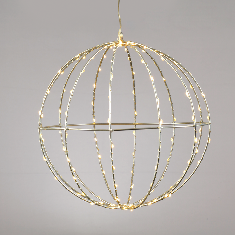 ACA LIGHTING CHRISTMAS X0614414226 "D30CM SILVER BALL" 144 ΜΙΝΙ LED LIGHTS, WW, SILVER COPPER WIRE, ADAPT. (4.5VDC),IP44, 3M TRAN/NT CABLE