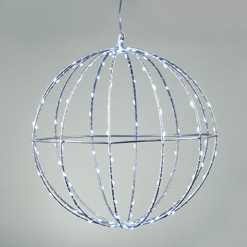 ACA LIGHTING CHRISTMAS X0614424226 "D30CM SILVER BALL" 144 ΜΙΝΙ LED LIGHTS, CW, SILVER COPPER WIRE, ADAPT. (4.5VDC),IP44, 3M TRAN/NT CABLE