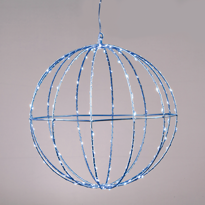 ACA LIGHTING CHRISTMAS X0624064226 "D40CM SILVER BALL" 240 ΜΙΝΙ LED LIGHTS, BLUE, SILVER COPPER WIRE, ADAPT. (4.5VDC),IP44, 3M TRAN/NT CABLE