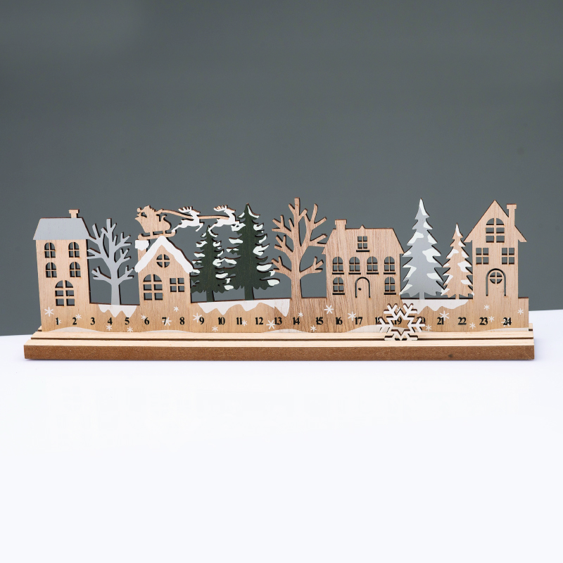 ACA LIGHTING CHRISTMAS X063362 WOODEN XMAS WITH TREES DECORATIVE MOTIF 33x5x10cm