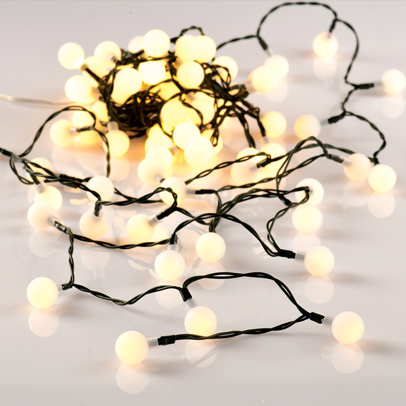 ACA LIGHTING CHRISTMAS X068014201 "WHITE BALL" 80 WW LED STRING LIGHTS, 10CM, ADAPT. (4.5V) & STEADY, CONECT. (ΜΑΧ 3) IP44, 8m+3m