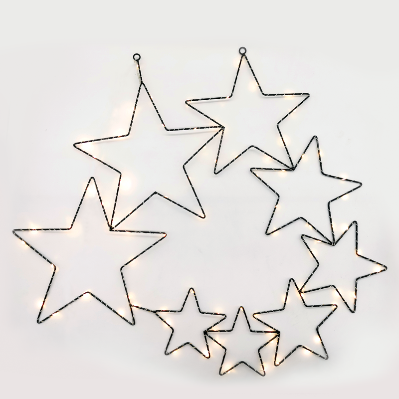 ACA LIGHTING CHRISTMAS X068014225 "BLACK STARS" 180 ΜΙΝΙ LED LIGHTS, WW, SILVER COPPER WIRE, ADAPT. (4.5VDC),IP44 71X57CM & 3M TRAN/NT CABLE