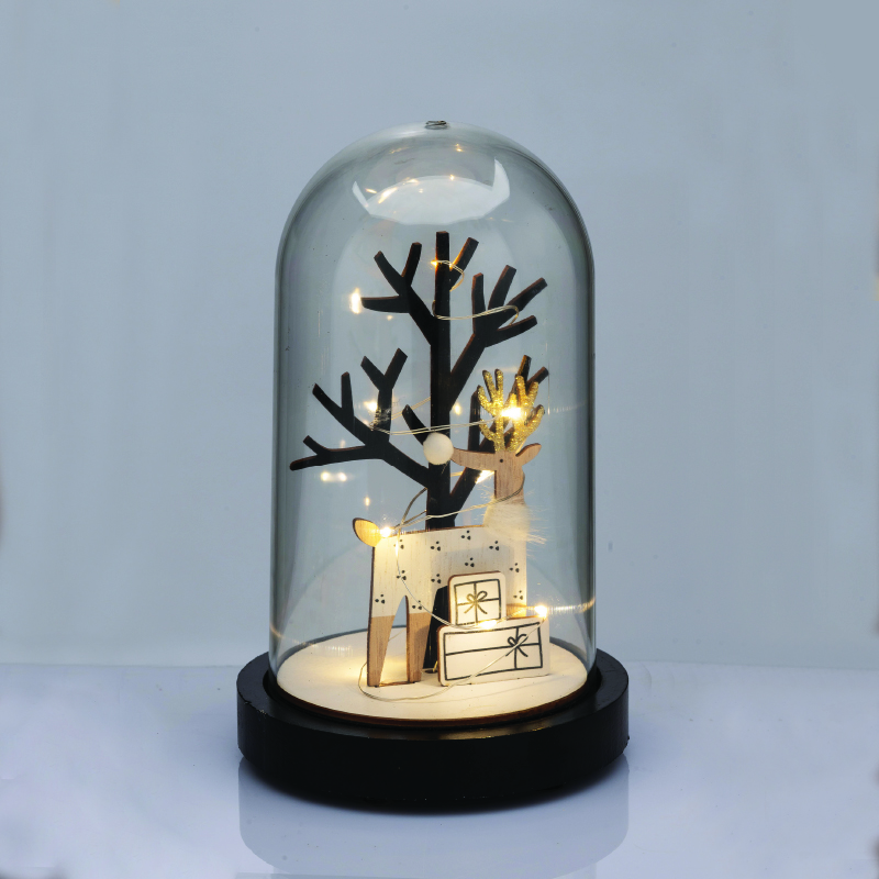 ACA LIGHTING CHRISTMAS X06811263 WOODEN DEER WITH PLASTIC COVER (TREE) 8 MINI LED WW BATT 2ΧΑΑΑ (INCLUDED) DIAM:11*19cm