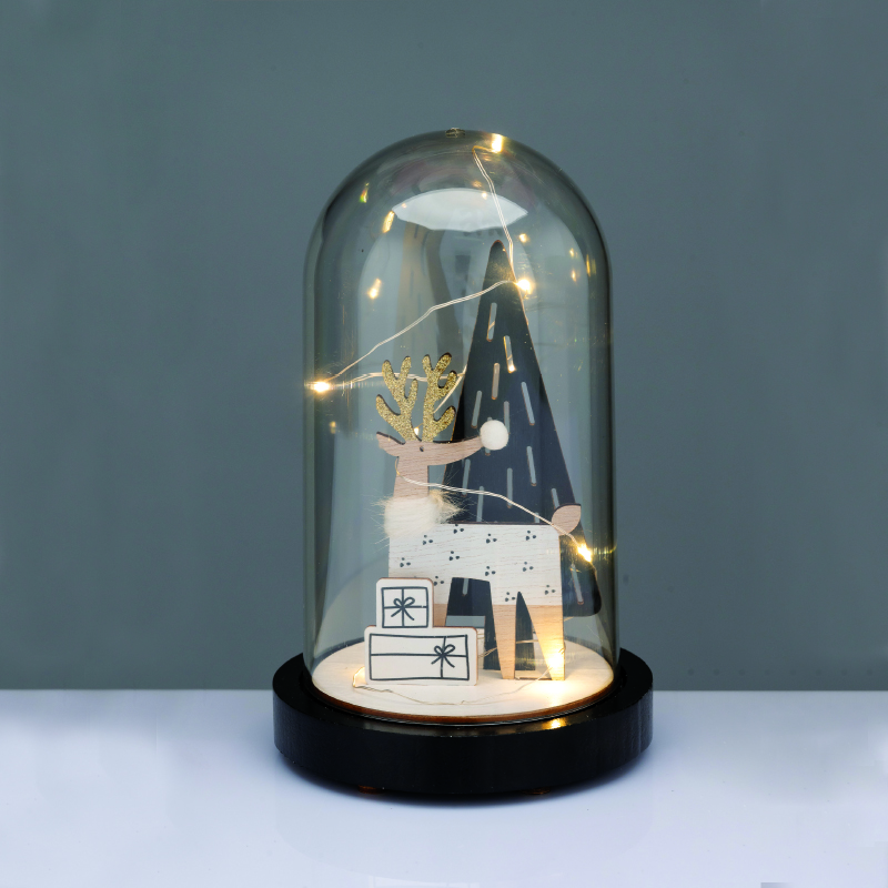 ACA LIGHTING CHRISTMAS X06811264 WOODEN DEER WITH PLASTIC COVER (XMAS TREE) 8 MINI LED WW BATT 2ΧΑΑΑ (INCLUDED) DIAM:11*19cm