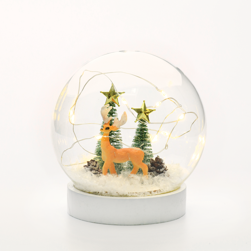 ACA LIGHTING CHRISTMAS X07101131 "GLASS SNOW BALL DEER", 10 MINI WW LED LIGHTS BAT. (2XAAA) IP20 Φ12CM