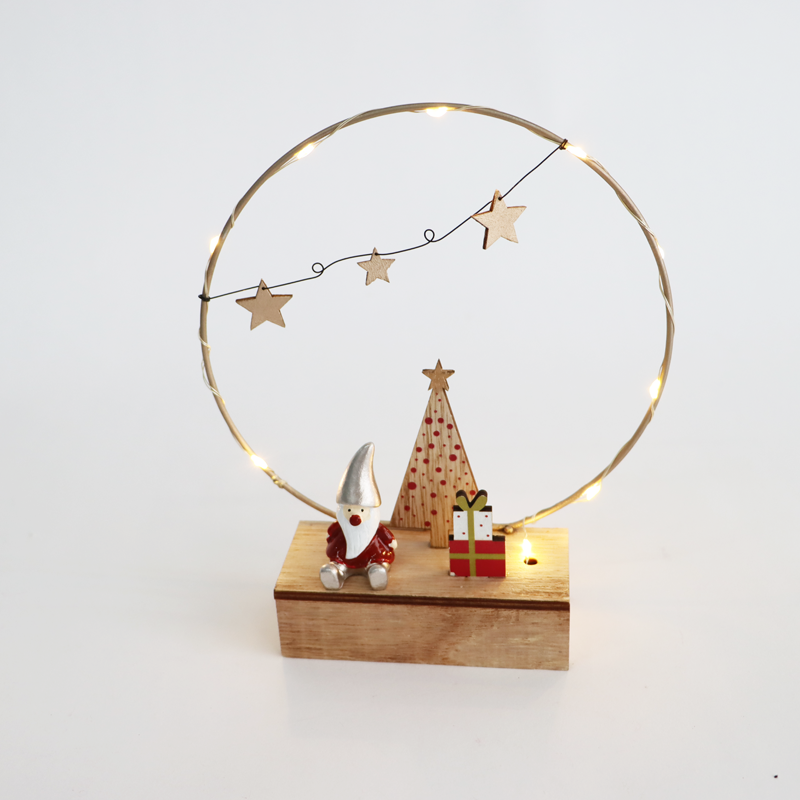 ACA LIGHTING CHRISTMAS X07101171 "WOODEN DECOR", 10 LED, BATTERIES (2xAA), WW,IP20, 17.2x5x20cm