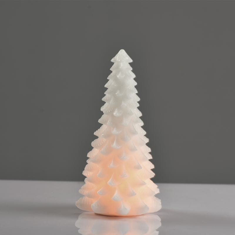 ACA LIGHTING CHRISTMAS X0711119 "WHITE XMAS TREE WAX CANDLE", 1 LED LIGHTS BAT. (3xAAA), WW,IP20, φ13.5X23.5cm