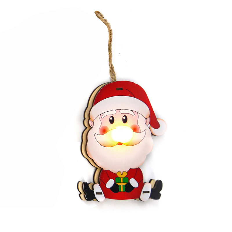 ACA LIGHTING CHRISTMAS X0711668 "WOODEN PENDANT SANTA", 1 LED, BATTERY (1xCR2032), WW,ΙP20, 7x2.3x10cm