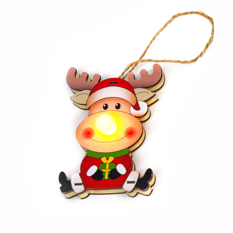 ACA LIGHTING CHRISTMAS X0711669 "WOODEN PENDANT DEER", 1 LED, BATTERY (1xCR2032), WW,ΙP20, 7x2.3x10cm