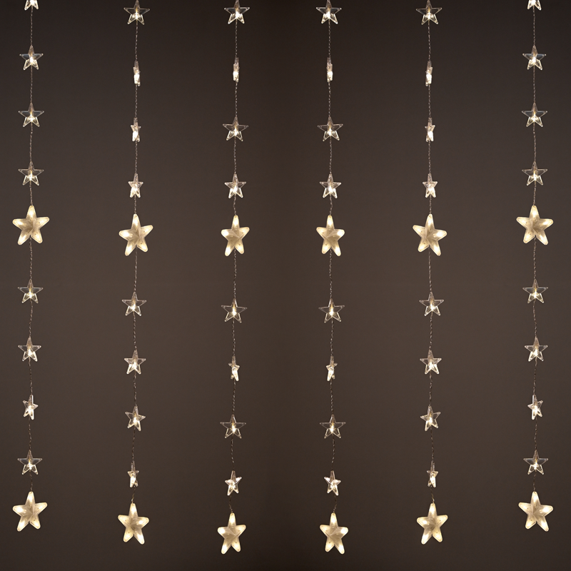 ACA LIGHTING CHRISTMAS X071441492 144 LED CURTAIN 8 STRINGS*18 LED WW STEADY ADAPTOR 24VDC CONNECT MAX 4 SETS P44 200x150cm TRANSP 3m LEAD CABLE