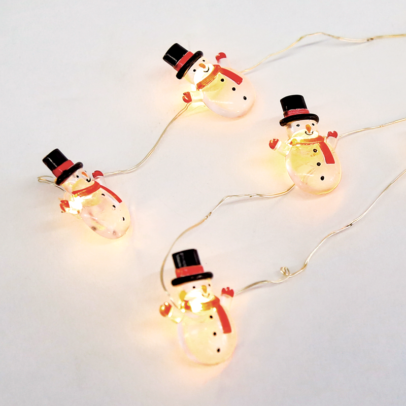 ACA LIGHTING CHRISTMAS X07151102 "SNOWMAN" 15 MINI LED STRING LIGHTS, WW, SILVER COPPER WIRE, BAT. (2ΑΑ),IP20, 140+30CM TRAN/NT CABLE