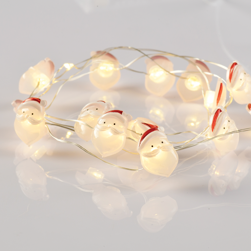 ACA LIGHTING CHRISTMAS X07151103 "SANTA" 15 MINI LED STRING LIGHTS, WW, SILVER COPPER WIRE, BAT. (2ΑΑ),IP20, 140+30CM TRAN/NT CABLE
