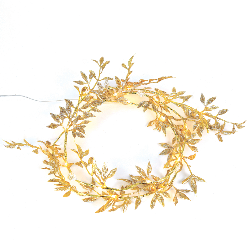 ACA LIGHTING CHRISTMAS X07201145 "GOLD GARLAND", 20 ΜΙΝΙ LED LIGHTS WW BAT. (2XAA) SILVER COPPER WIRE IP20 150+30CM TRAN/NT LEAD CABLE