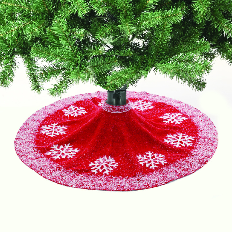 ACA LIGHTING CHRISTMAS X072280 XMAS TREE GIRTH RED WHITE SNOWFLAKES DIAM:120cm