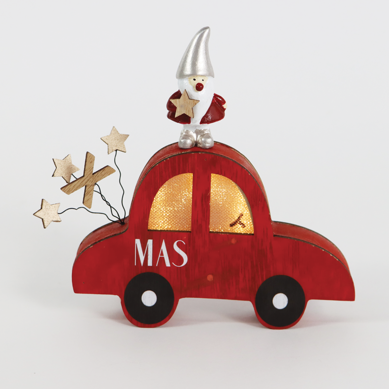 ACA LIGHTING CHRISTMAS X0731672 "WOODEN CAR", 3 LED, BATTERY (1xCR2032), WW,IP20, 14.6x2.5x15.5cm