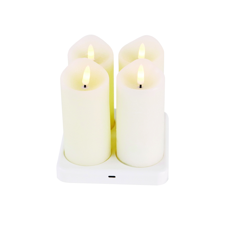 ACA LIGHTING CHRISTMAS X0741694 4 REAL WHITE CANDLES WW 4 LED BATT: 2XAA ON/OFF REMOTE CONTROL IP20 DIAM:6*12cm TYPE C LEAD CABLE 60cm
