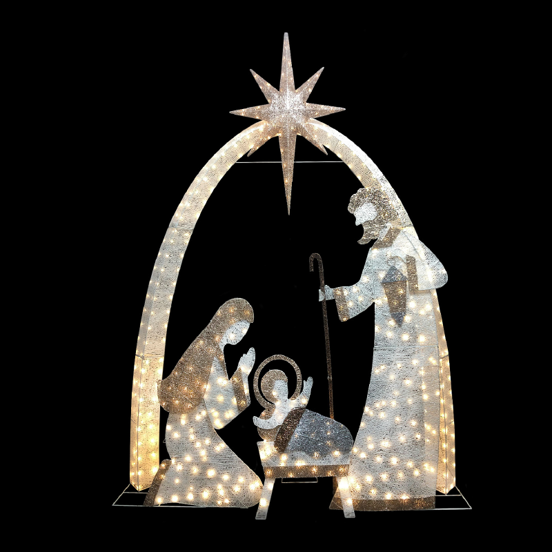 ACA LIGHTING CHRISTMAS X0750014104 3D TINSEL SET OF HOLY FAMILY NATIVITY 500 LED WW STEADY ADAPTOR 4,5VDC 226*30*310cm IP44 5m LEAD CABLE