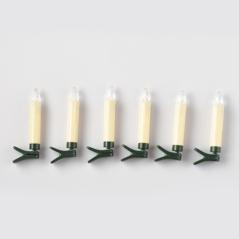 ACA LIGHTING CHRISTMAS X0761121 "6 WHITE MINI CLIPS CANDLES", 6*1 LED LIGHTS BAT. (6*AAA), WW,IP20, φ1.5X10.5cm