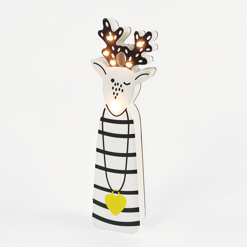 ACA LIGHTING CHRISTMAS X0761155 "WOODEN DECO REINDEER" 6 LED WW LIGHTS BAT (2xΑAA) IP20 8x3x29.5cm