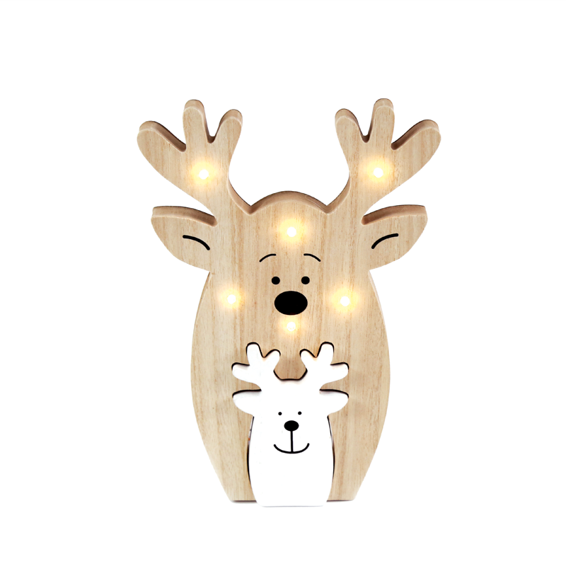 ACA LIGHTING CHRISTMAS X0761156 "WOODEN DECO SMALL & BIG REINDEER" 6 LED WW LIGHTS BAT (2xΑAA) IP20 18x2.4x25cm