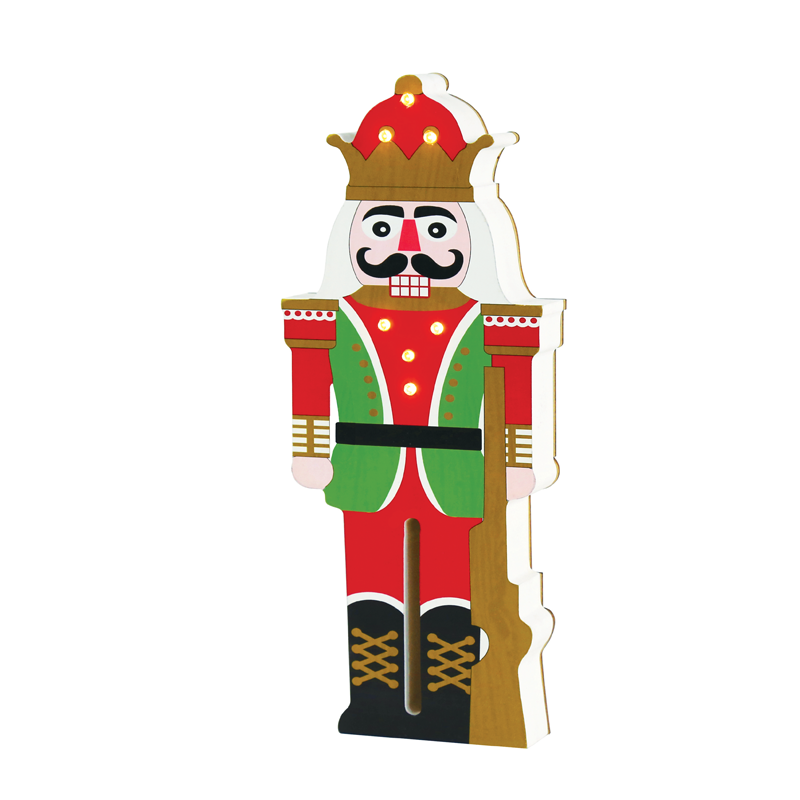 ACA LIGHTING CHRISTMAS X0771154 "WOODEN DECO MULTICOLOR SOLDIER" 7 LED WW LIGHTS BAT (2xΑAA) IP20 12.3x3x29.5cm
