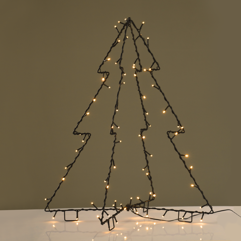 ACA LIGHTING CHRISTMAS X07751446 "METAL FOLDABLE TREE", 74 LED STRING LIGHTS WW ADAP. (3.5V) STEADY BLACK CABLE IP44 55Χ65CM, 4Μ LEAD CABLE